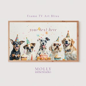 Personalized Happy Birthday Party Dogs Samsung Frame TV Art, Dog Birthday Party Decor, Birthday Frame Art, Custom Frame Tv Art, 1st Birthday
