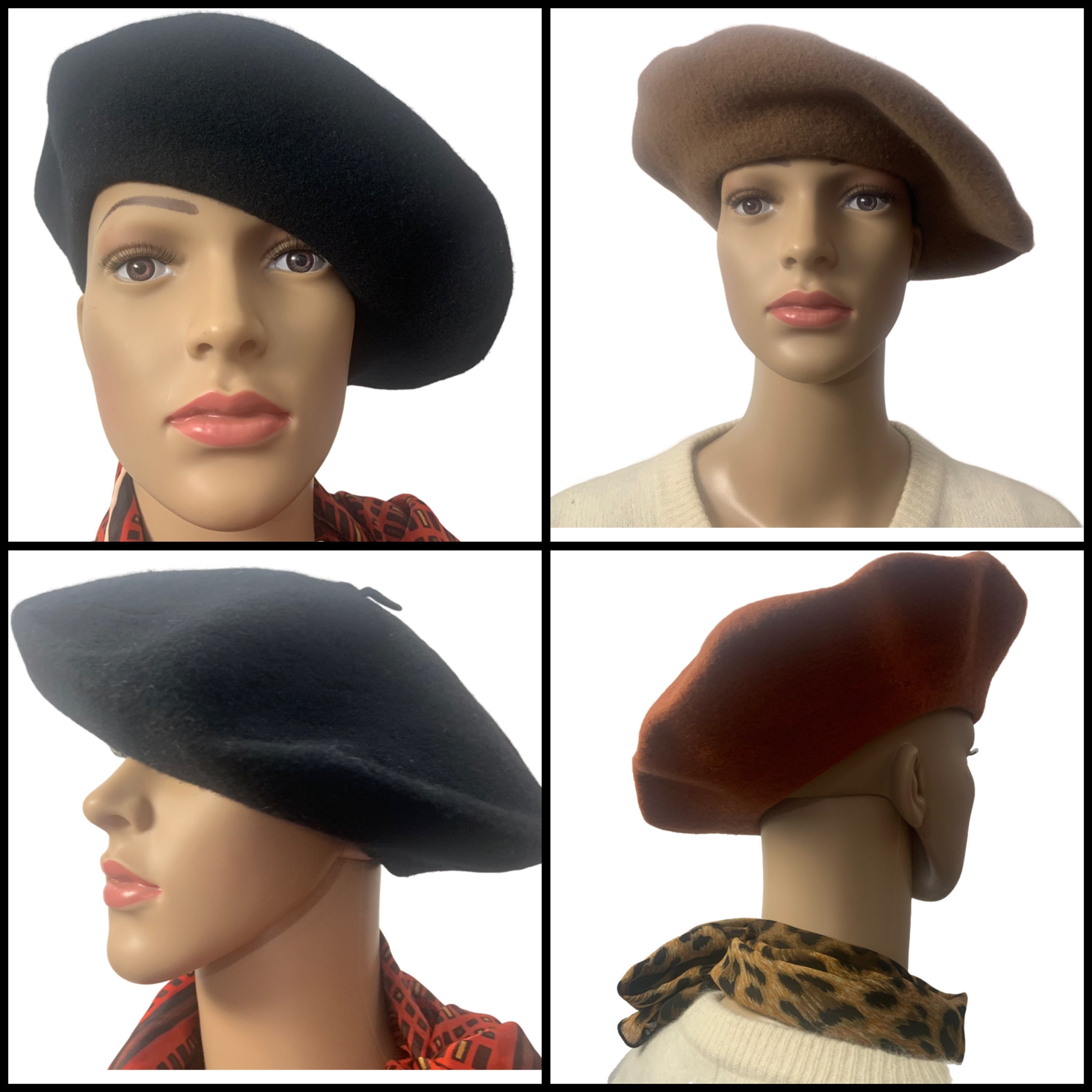 Vintage 100% Wool LordsBeret Orange Made Africa French Hat Beret Paris Trip French Beret for Women & Kids | Classic Artist Painter Hat  main image 3