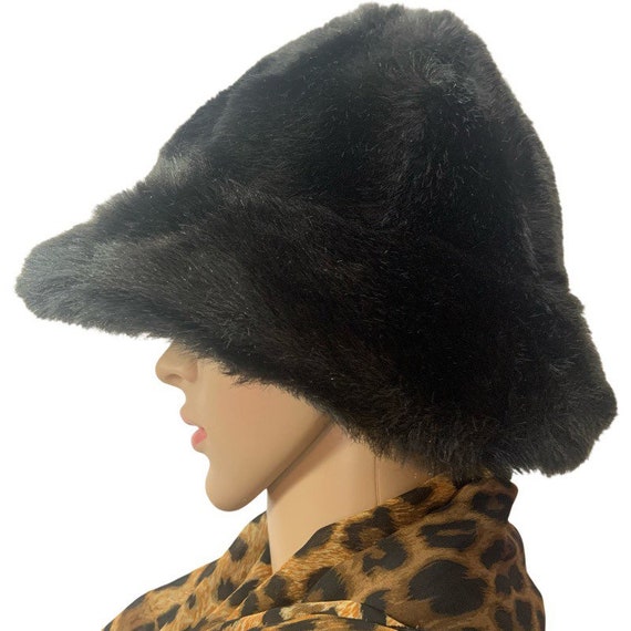 Vintage 60’s  ILGWU Dark Brown Faux Fur Bucket Mo… - image 4