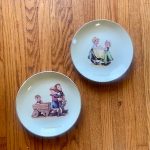 MJ Hummel Goebel Decorative Gold Trimmed Plates A Pleasant Journey & Spring Dance