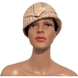 Vintage 1950’s Mid Century Ivory Woven Pillbox Hat Union USA Milliners Made