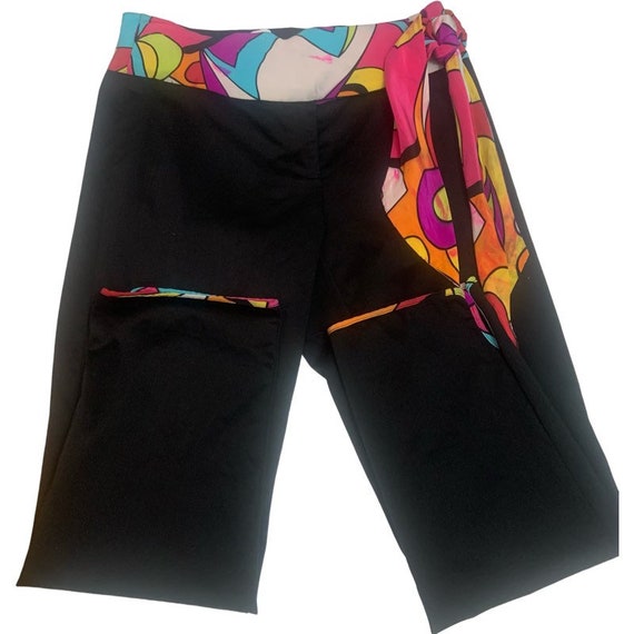 Vintage Cache Black Cropped Pants With Silk Color… - image 1