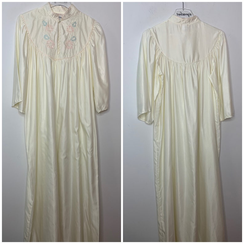 Vintage 1970s Barbizon Cream Long Satin Nightgown Grandma - Etsy