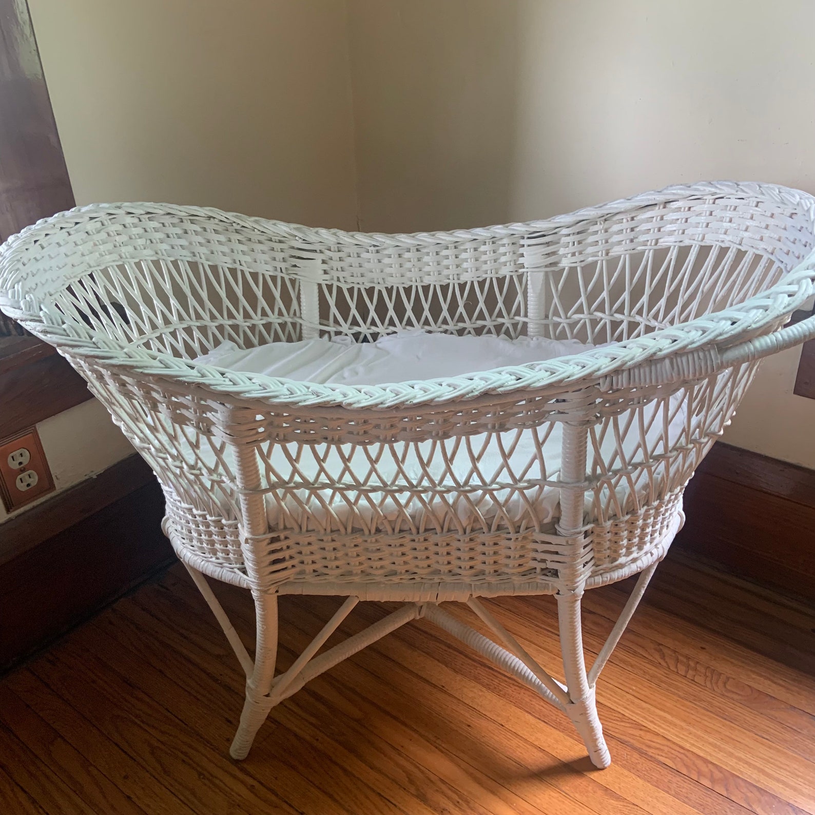 Vintage Wicker & Rattan Baby Bed Bohemian Nursery Etsy