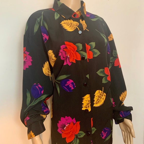 Vintage 80’s/90’s Oversized Long Bright Florals L… - image 3