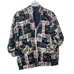 Vintage 90’s Cottage Core Floral Garden Reversible Zip Front Long Sleeve Jacket