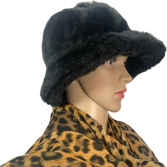 Vintage 60’s  ILGWU Dark Brown Faux Fur Bucket Mo… - image 1