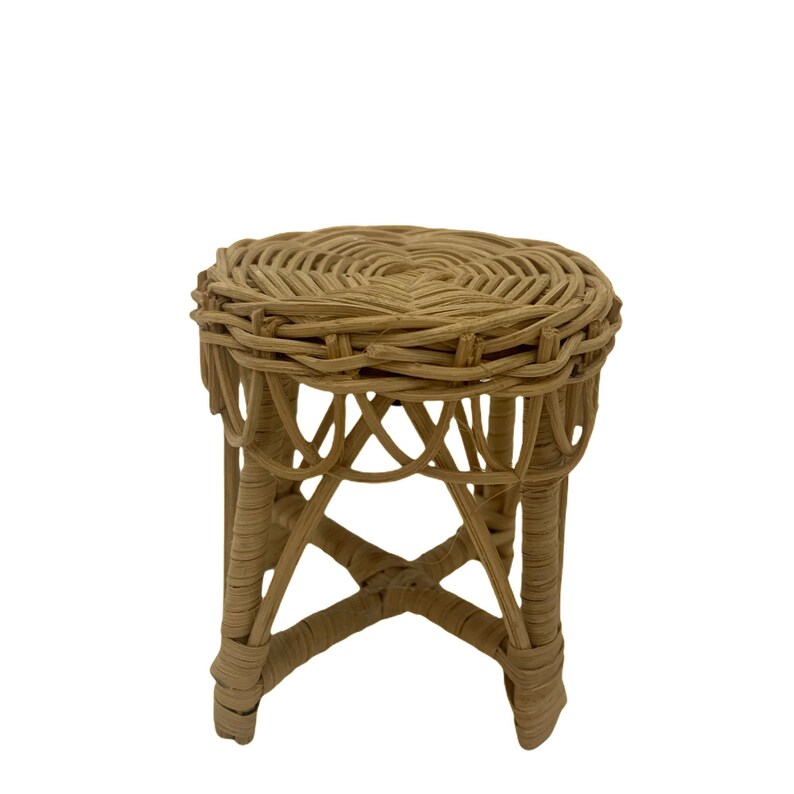Vintage Boho Mini Wicker Settee Couch Table Doll Furniture Plant Stand