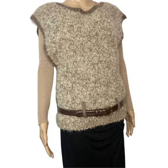 Vintage 70s MISSONI Mohair Blend Vest 1970s Neutral Sweater Knit Cropped Vest