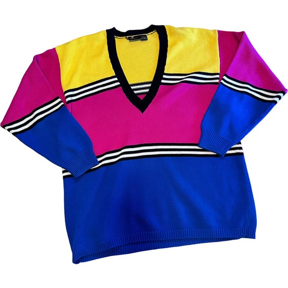 Vintage 80’s LizSport Oversized Cotton Bright Col… - image 1