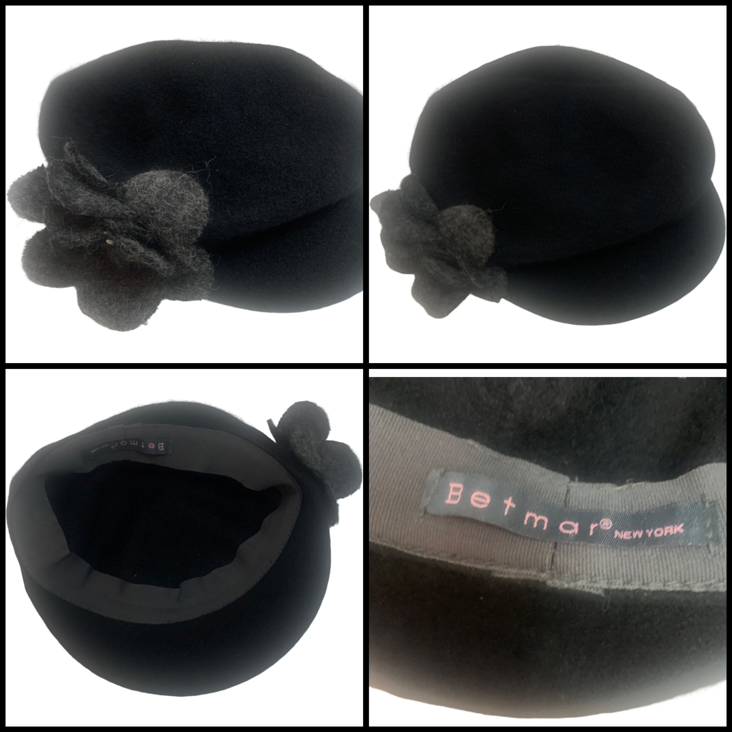 Betmar New York Wool Blend Newsboy Hat Women\'s Black Adjustable Cabby Hat EUC Betmar Polyester Women main image 2