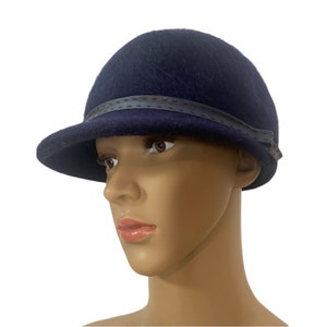 Vintage 60’s Mid Century Cloche Melosoire Henry Pollak Union Made Blue Wool Hat