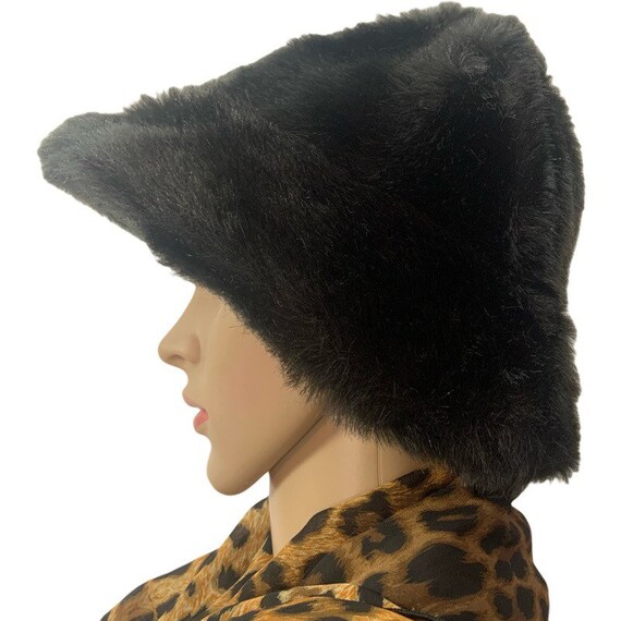 Vintage 60’s  ILGWU Dark Brown Faux Fur Bucket Mo… - image 3