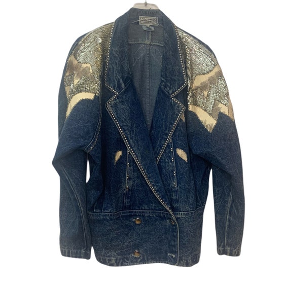 Vintage 80's Jazzino Original Design Oversized Sequined Blue