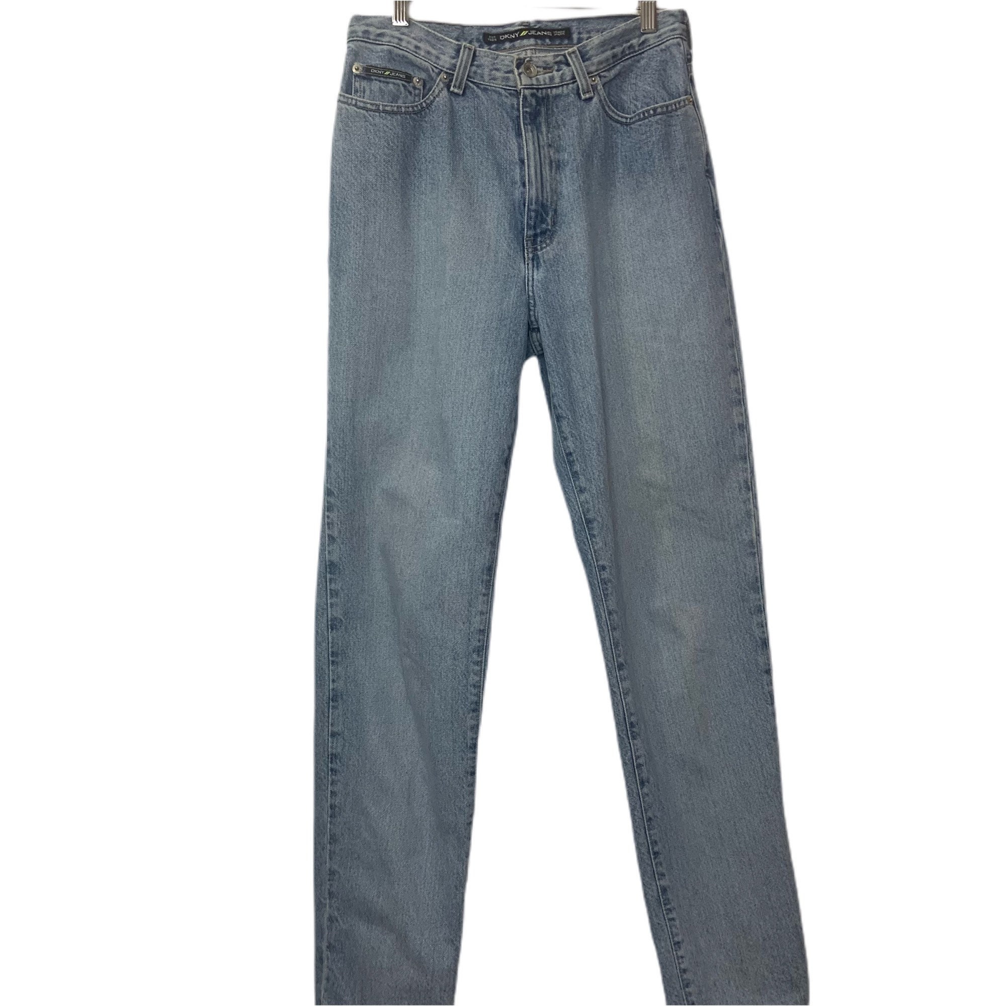 Vintage DKNY Donna Karan New York Mom High Waist Stone Washed Blue 
