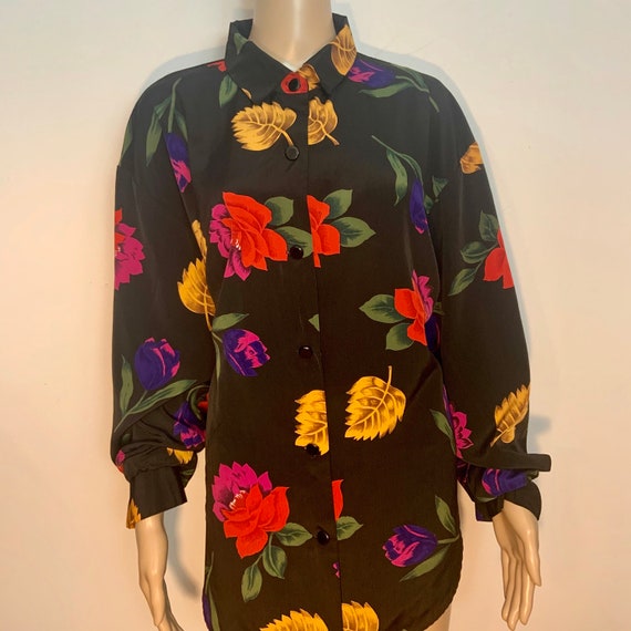 Vintage 80’s/90’s Oversized Long Bright Florals L… - image 2