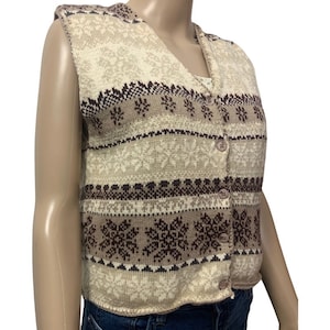 Vintage 80’s Fair Isle New York Style Brown Cream Cropped Sweater Vest