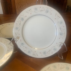 Vintage English Garden Blue Floral Platinum Fine China Japan #1221 Salad And Bread Plates