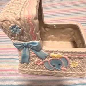 Vintage 1950 Japan Nancy Pew Musical Baby Stubenwagen Keramik Pflanzer Kinderzimmer Dekor Neue Mutter Geschenk Sammler