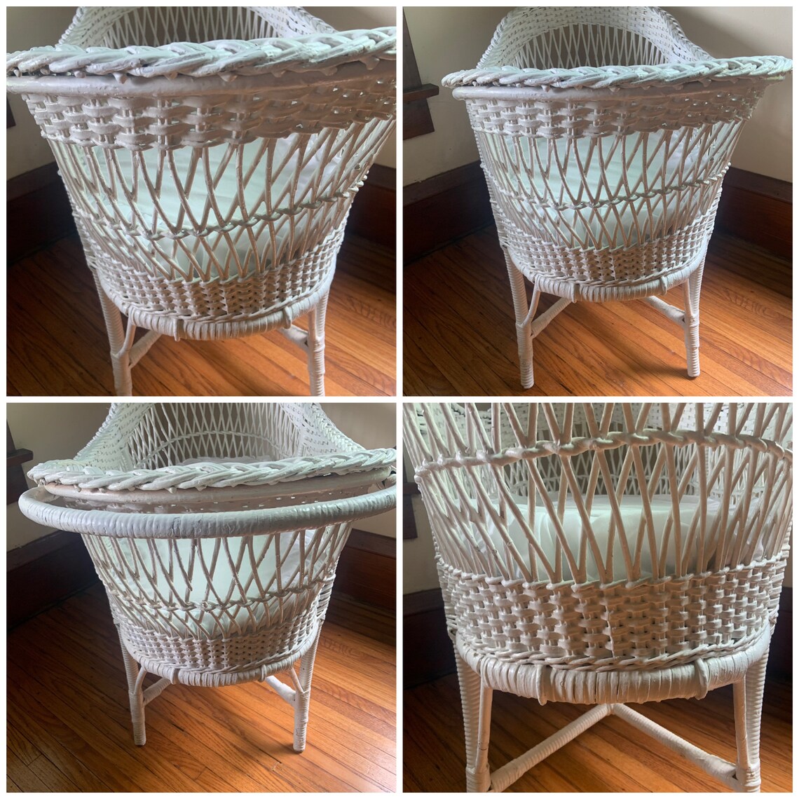 Vintage Wicker & Rattan Baby Bed Bohemian Nursery Etsy