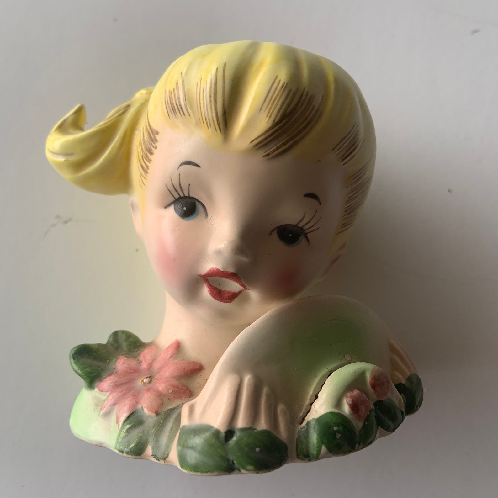 Vintage 1960s Enesco Young Girl Lady Head Vase Japan Etsy