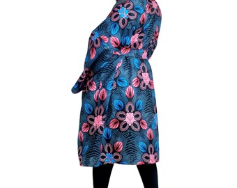 Jessica’s Warmth Reversible Wrap Coat - Handmade, 100% Cotton Ankara and Fleece Lined