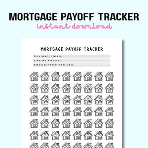 Tracker stampabile per il rimborso del mutuo / Tracker del debito del mutuo / Grafico di risparmio per l&#39;acconto della casa / Tracker dell&#39;obiettivo senza debiti / Download immediato