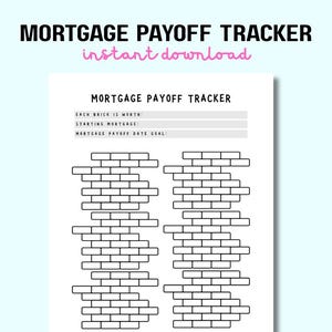 Tracker stampabile per il rimborso del mutuo / Tracker del debito del mutuo / Grafico di risparmio per l&#39;acconto della casa / Tracker dell&#39;obiettivo senza debiti / Download immediato