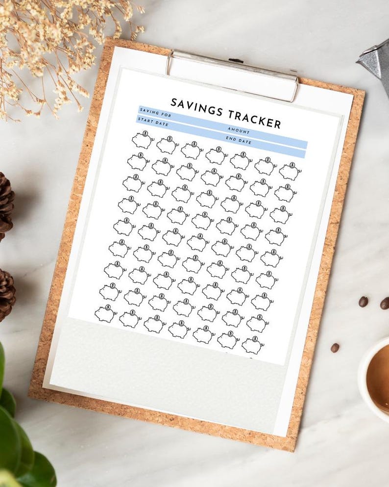 Printable Savings Tracker | Printable Piggy Bank | Home Savings Tracker ...