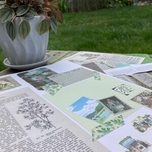 Green ThemedJunk Journal Kit (40 pieces) - Scrapbooking - Collage - Card Making - Mystery - Vintage - Floral Nature - Botanical - Paper zdjęcie 4