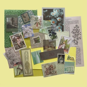 Green ThemedJunk Journal Kit (40 pieces) - Scrapbooking - Collage - Card Making - Mystery - Vintage - Floral Nature - Botanical - Paper zdjęcie 2