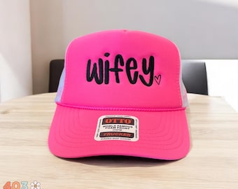 Wifey Embroidered Trucker Hat | Bride, Bachelorette Gift