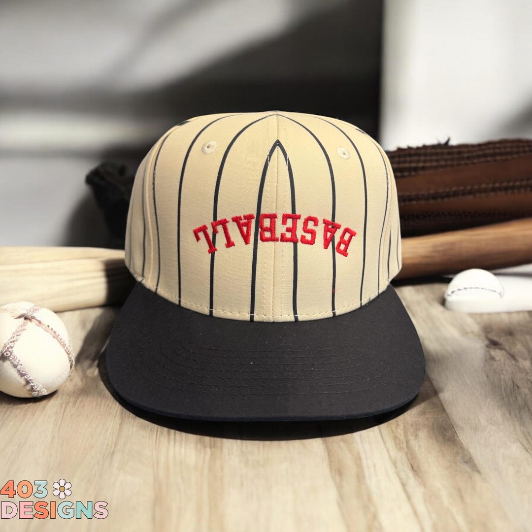 New Embroidered Play Ball Snapback Hat Cream Pinstripe Baseball hat Retro Style New York Yankees TEAM-BASIC PINSTRIPE SNAPBACK White-Navy Hat main image 4