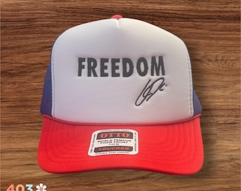 Freedom Hat Red White Blue Otto Embroidered Cap, Patriotic Summer Snapback, Foam Mesh Hat