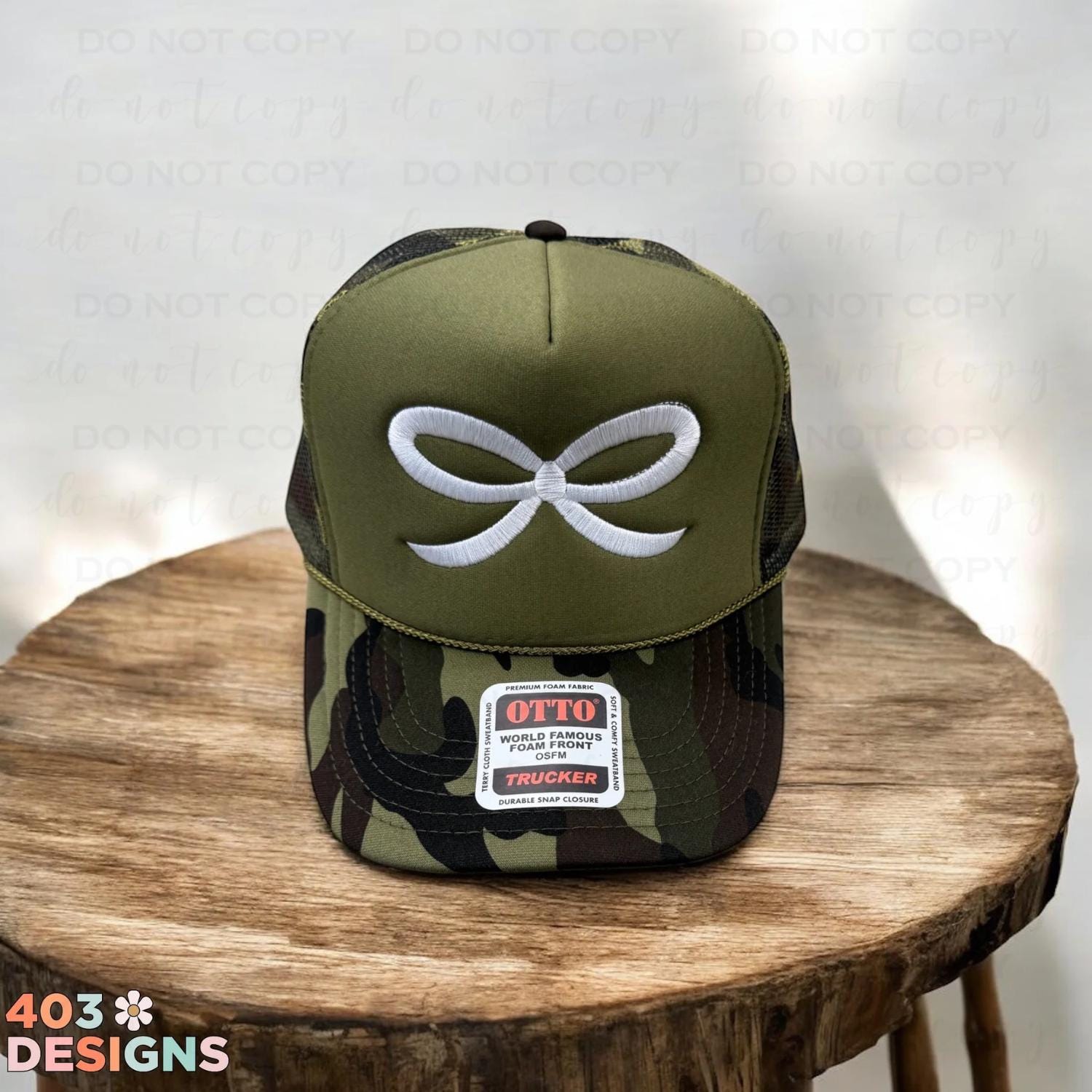 Embroidered Bow Trucker Hat – Otto Foam Cap, Y2K Coquette  display picture 3