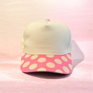 Blank Pink Polka Dot Trucker Hat | Cute Boutique Hat | DIY Embroidery Hat | Girls Hat