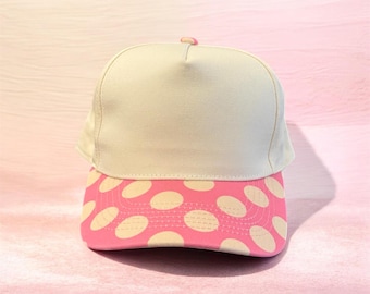 Blank Pink Polka Dot Trucker Hat | Cute Boutique Hat | DIY Embroidery Hat | Girls Hat