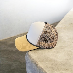 Blank Leopard Trucker Hat, Foam Hat for Embroidery, Two Tone Hat, Boutique Hat Blank, DIY Hat, Patch Hat, Small Business Supplies