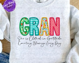 She is Clothed in Gratitude- Gran | Faith T-Shirt