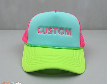 Custom Embroidered Trucker Hat, Personalized Foam Hat, Choose Your Text & Colors