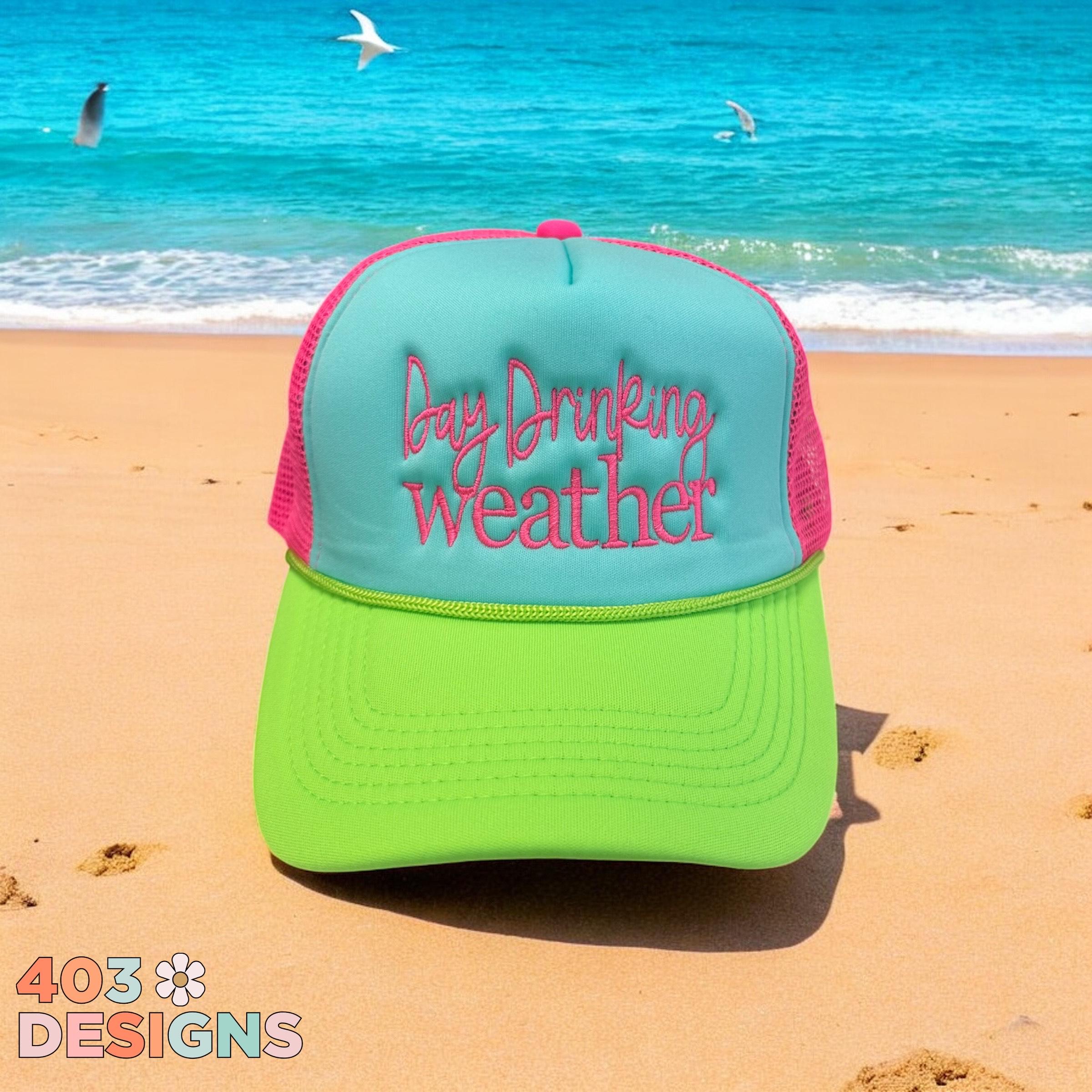 Day Drinking Pink Neon Trucker Hat - Etsy display picture 2