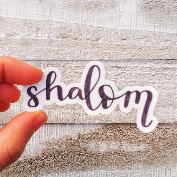 Shalom Calligraphy Sticker, Encouraging Faith Sticker, Matte Vinyl Sticker for Laptop/Water Bottle, Inspiring Pretty Hebrew Sticker