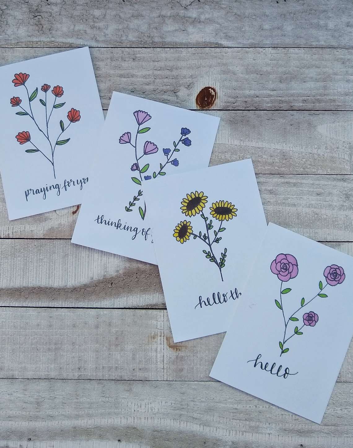 Hello There Sunflower Greeting Card Hand Lettered Just - Etsy UK