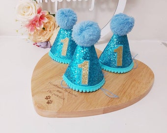 1st Birthday Hat, Glitter Birthday Hat, Miniature party hat, Cake Smash Hat, Birthday Party Hat, 1st party Hat , Dog Party Hat