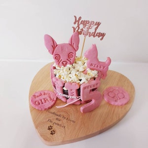 Dog birthday cake pink any name personalised dog breed biscuit gotcha day celebration image 3