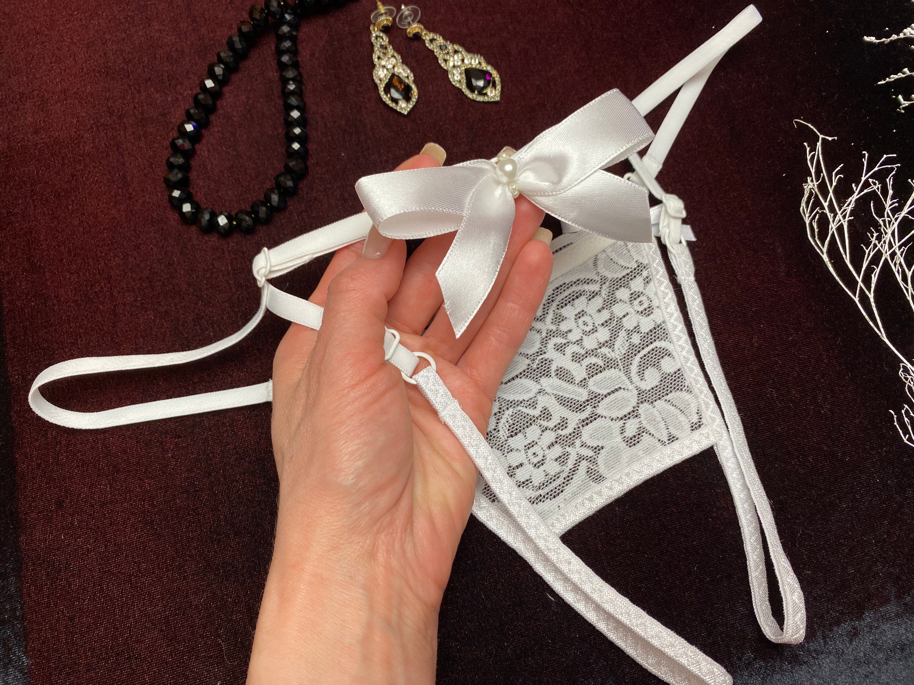 White open panties Lace crotchless panties Alternative Etsy