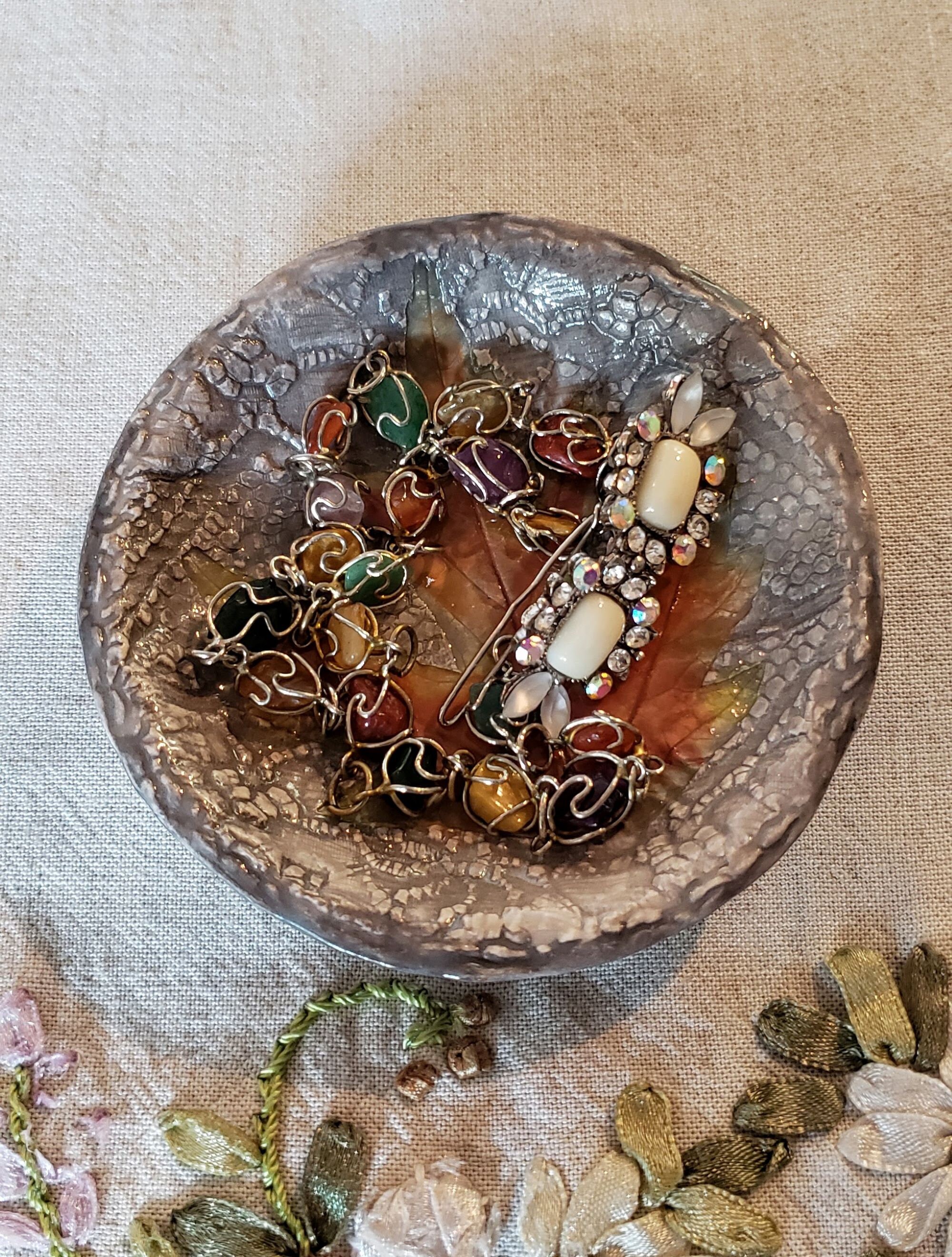 Handmade ceramic Unisex jewelry plate Cottagecore gray dish Etsy