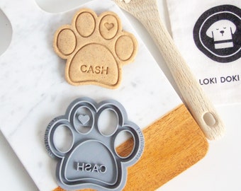 CUSTOM NAME Dog Cookie Cutter, Personalized Paw Print Dog Cookie Cutter, Paw Shape Biscuit Stamp Name, Pet Treats, Dog Lover, Dog Owner Gift