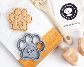 HANUKKAH Dog Cookie Cutter, Love you Latkes & Star of David Paw Shaped Biscuit Stamp, Hanukkah Dog Gift, Homemade Treat, Jewish Celebration