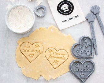 BEST DOG MOM Heart Cookie Cutter, Rescue Dog Mom, Dog Cookie Cutter, Biscuit Stamp, Pet Treats Homemade, Dog Lover Gift, Fur-Mom Gift